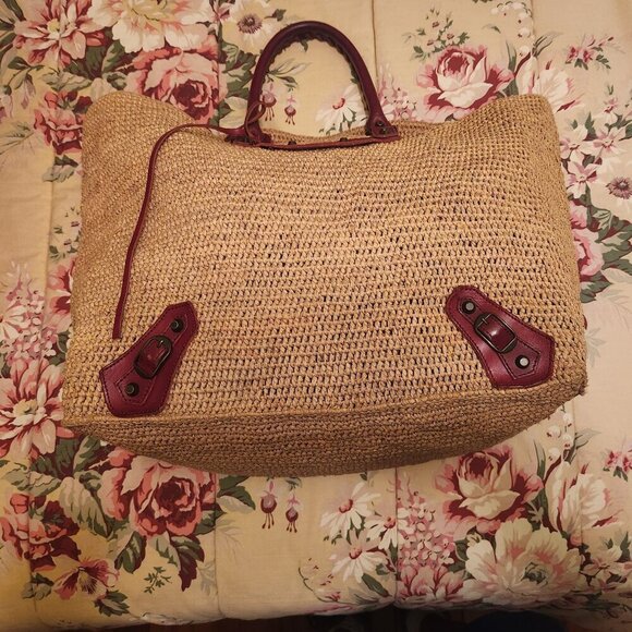 Balenciaga Canvas Wicker Tote Bag, Authentic - Picture 1 of 15